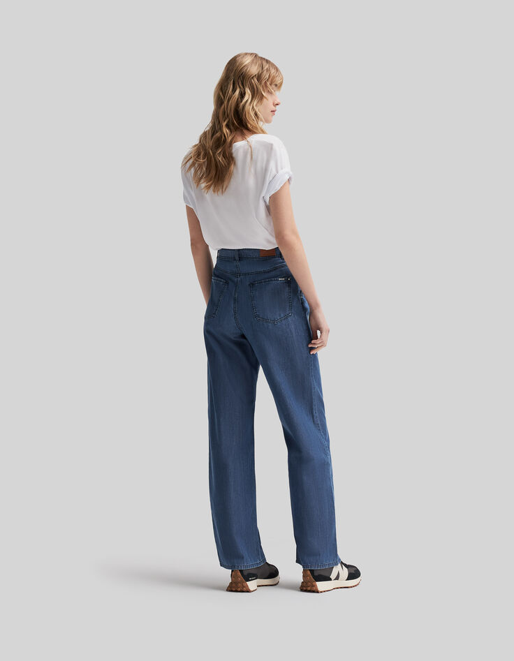 Jean large summer blue taille haute Femme-4