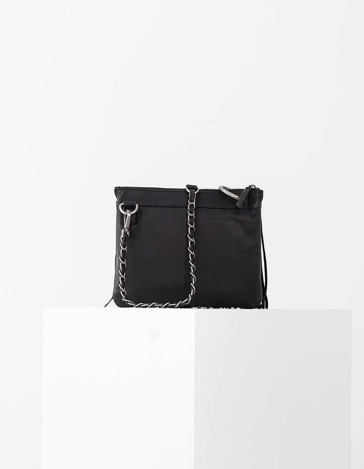 Damenledertasche The Reporter mit zwei Fächern, Schwarz-3