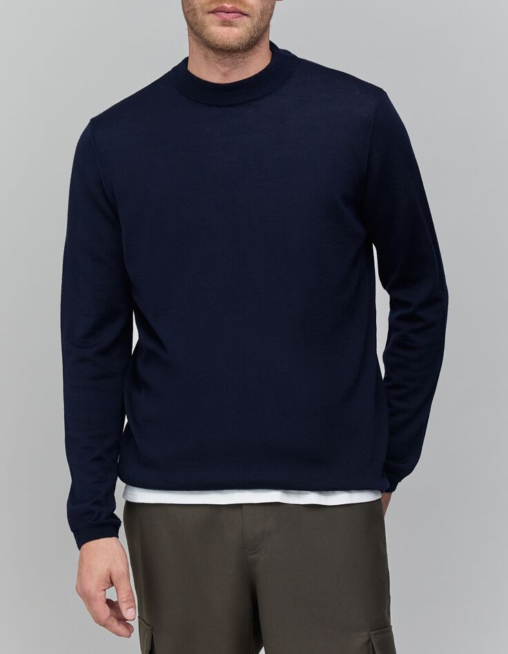 Jersey de cuello alto azul marino para hombre-1