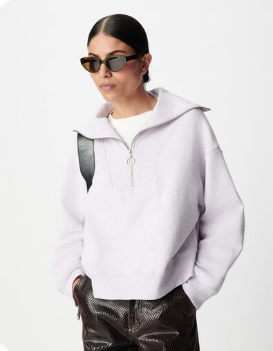 Fliederfarbenes Damen-Sweatshirt mit Rollkragen - IKKS