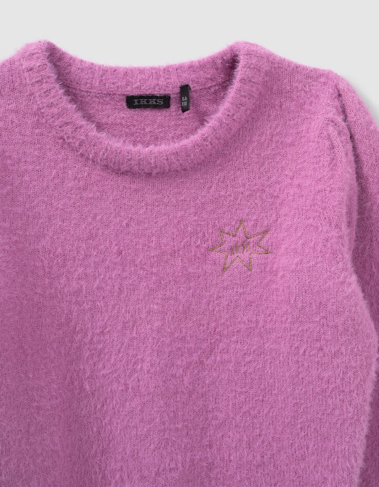Girls’ dark pink knit sweater with embroidery-2