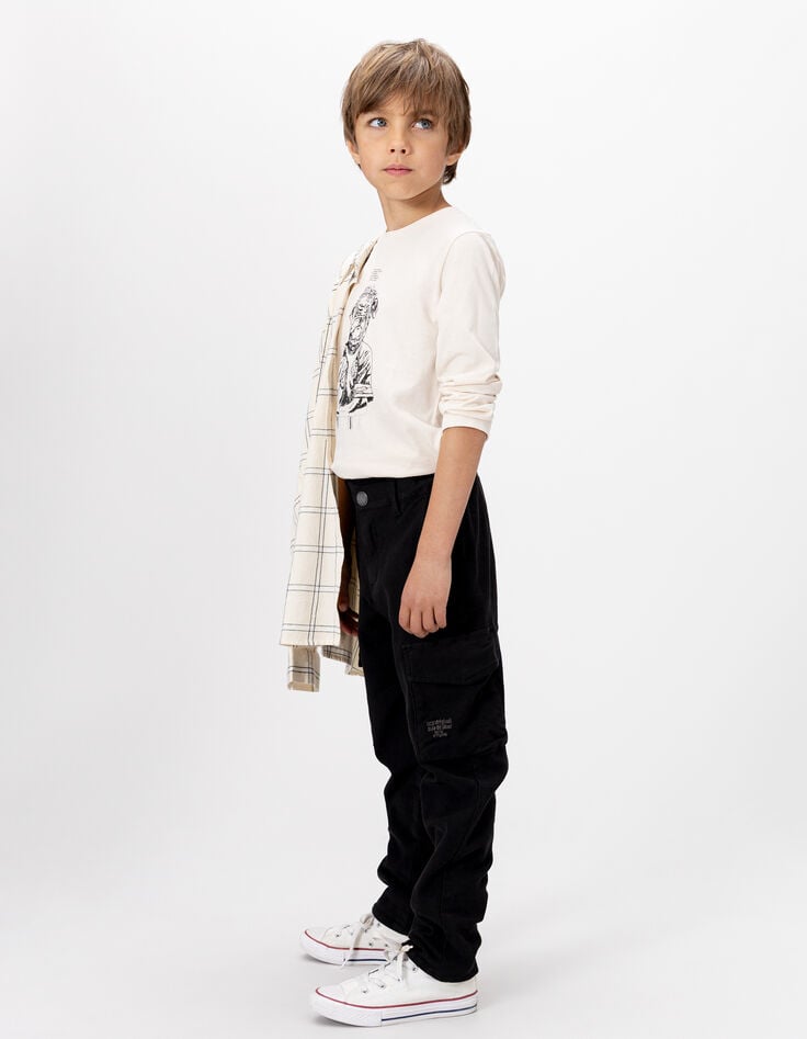 Boys’ black cargo-style straight trousers-2 Boys’ black cargo-style straight trousers-2