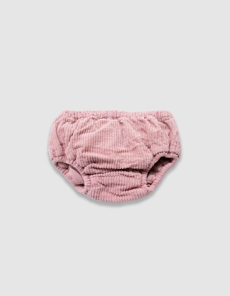 Ensemble t-shirt blanc, robe et bloomer roses bébé fille-5