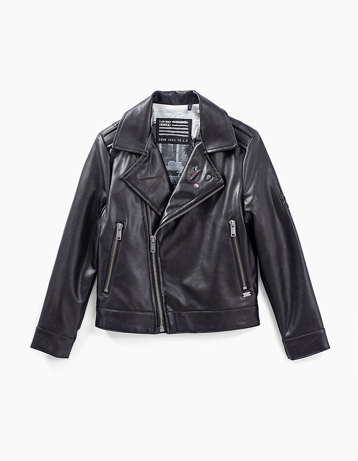Veste noire esprit motard garçon-2