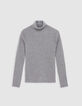 Women's grey turtleneck reverse seam sweater-6