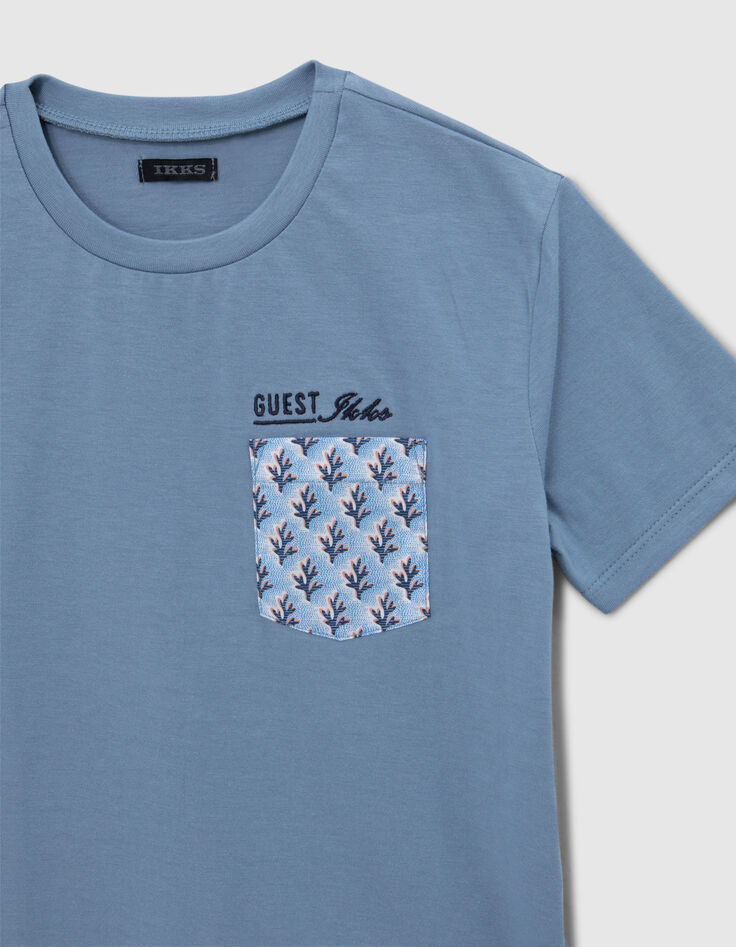 Blauw T-shirt zak met koraalprint jongens-2