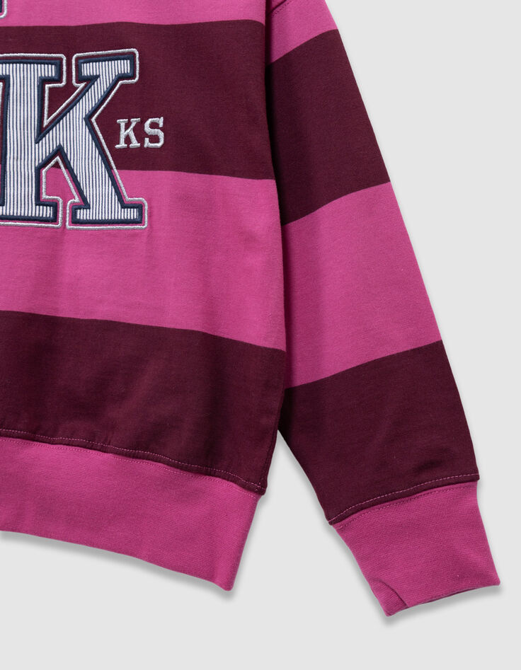 Polo rose coton bio rayures bordeaux col blanc fille-6 Polo rose coton bio rayures bordeaux col blanc fille-6