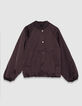 Bomber oversize bordeaux nylon Femme-6