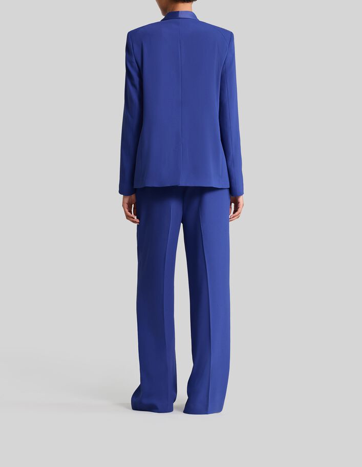Pantalon de costume large bleu roi ceinture double Femme