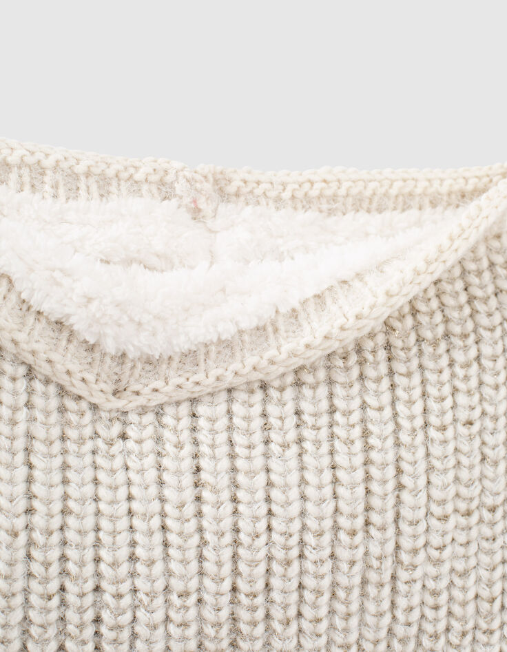 Girls’ ecru snood with gold lurex ribbing-3