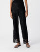 Pantalon noir tout dentelle Femme-2