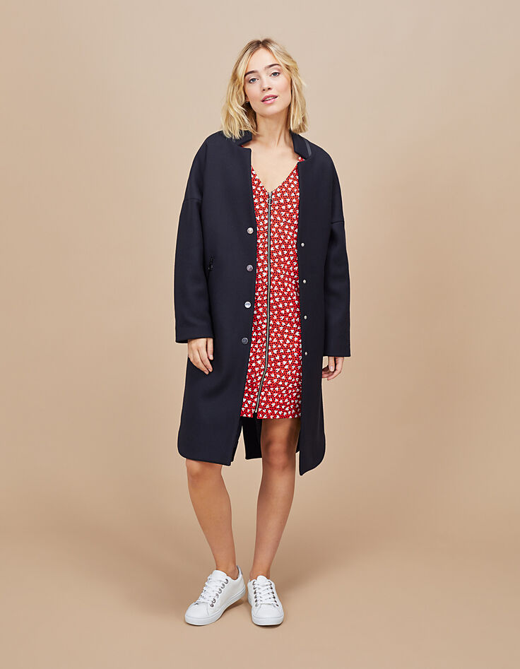 Manteau noir long détail au col I.Code-6 Manteau noir long détail au col I.Code-6