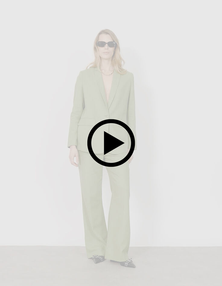 Americana verde lino y algod&oacute;n para mujer-7