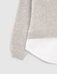 Grauer M&auml;dchenstrickpullover mit Trompe-l&lsquo;oeil-Bluse-4