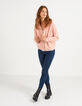 I.Code sweet pink corduroy hooded jacket-5