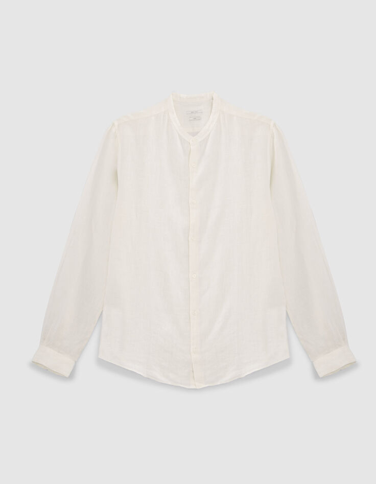 Men&rsquo;s chalk linen REGULAR Mandarin collar shirt-8