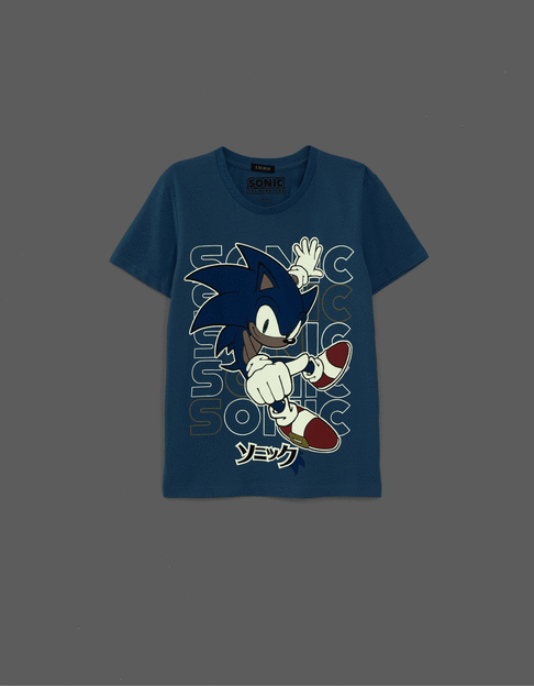 Camiseta SONIC azul fosforescente niño