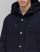 Men's long navy quilted down jacket-4