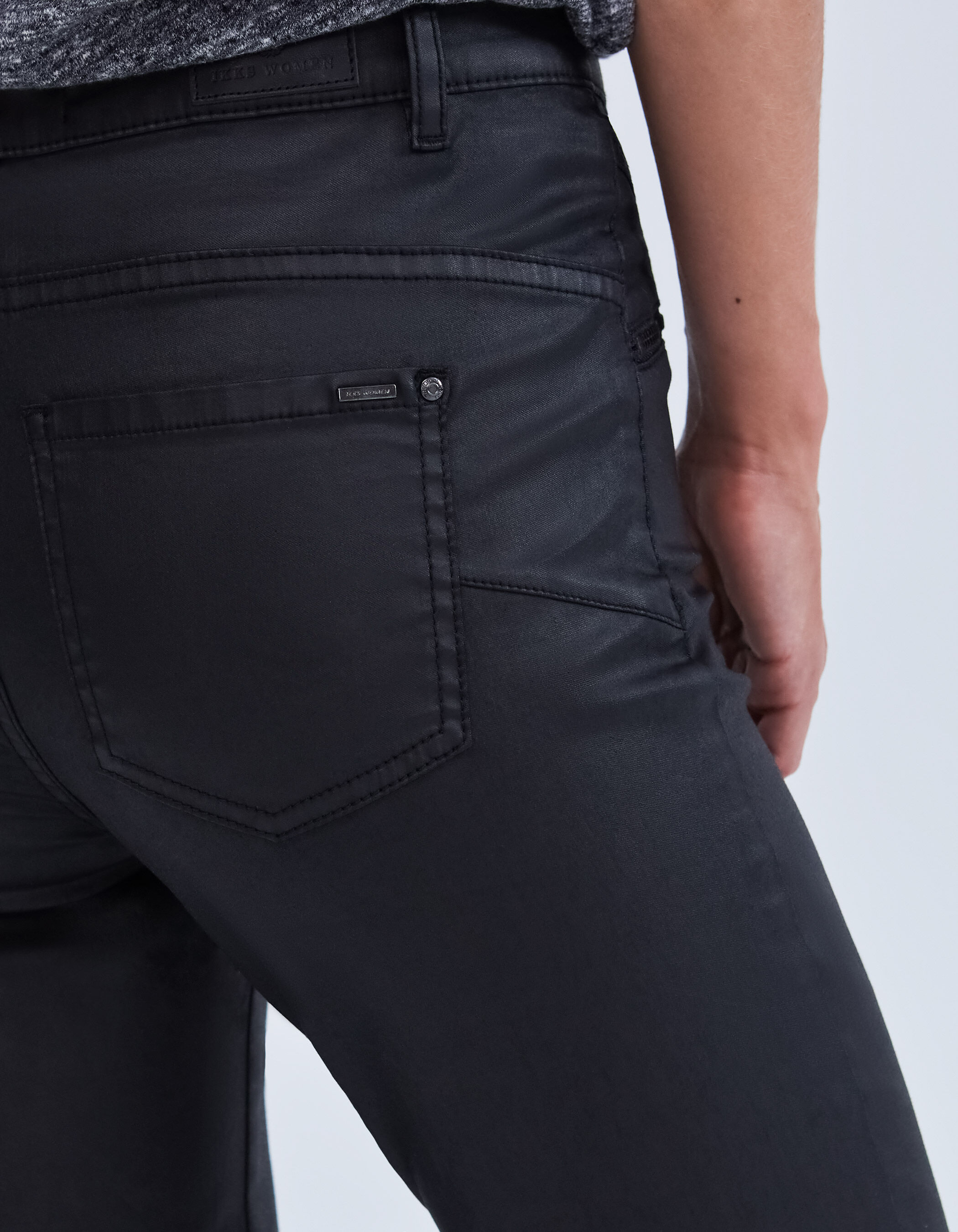 Jean slim enduit noir femme clearance