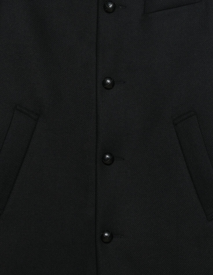 Manteau noir lainage col officier Homme-8