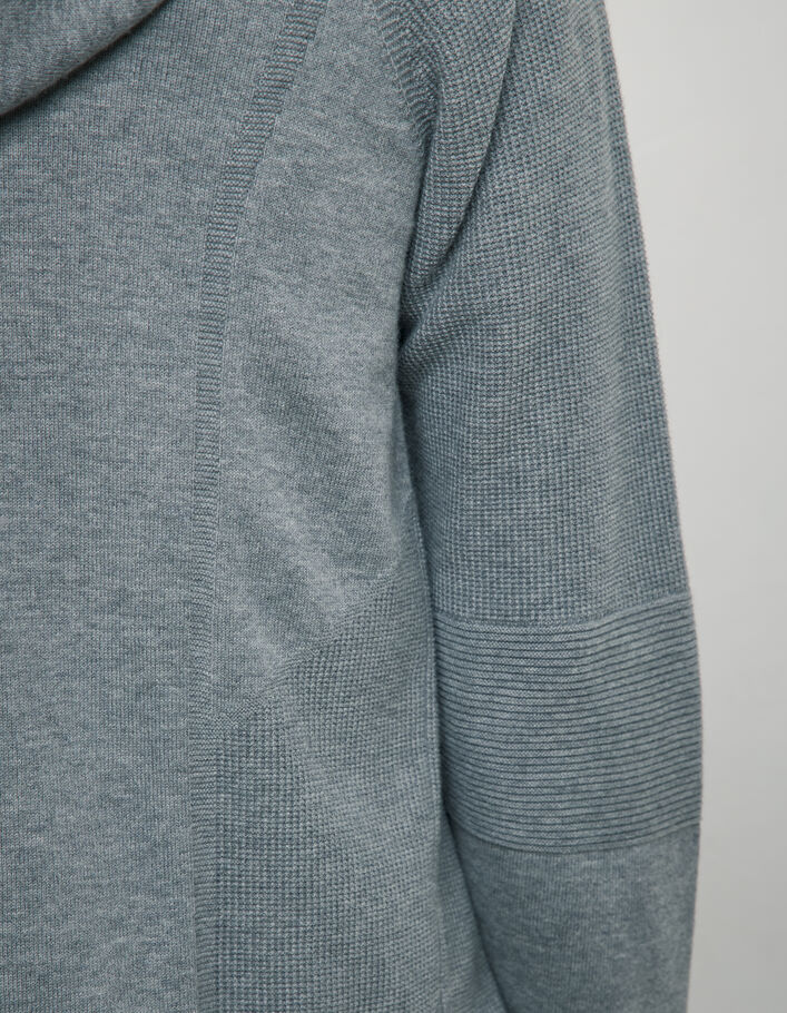 Gemêleerd grijs vest 3D-tricot met kap Heren - IKKS