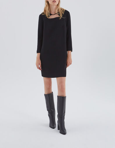 Vestido negro con collar de eslabones metal delante mujer - IKKS