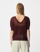 Pull bordeaux tricot fin ajouré lurex Femme-3