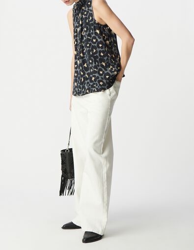 Mujer top gris sin mangas con estampado animal - IKKS