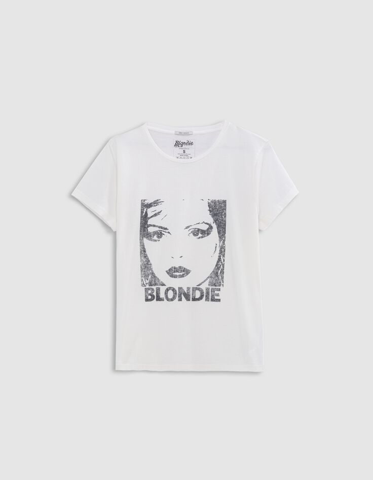 Tee-shirt rock blanc coton bio visage BLONDIE Femme-5