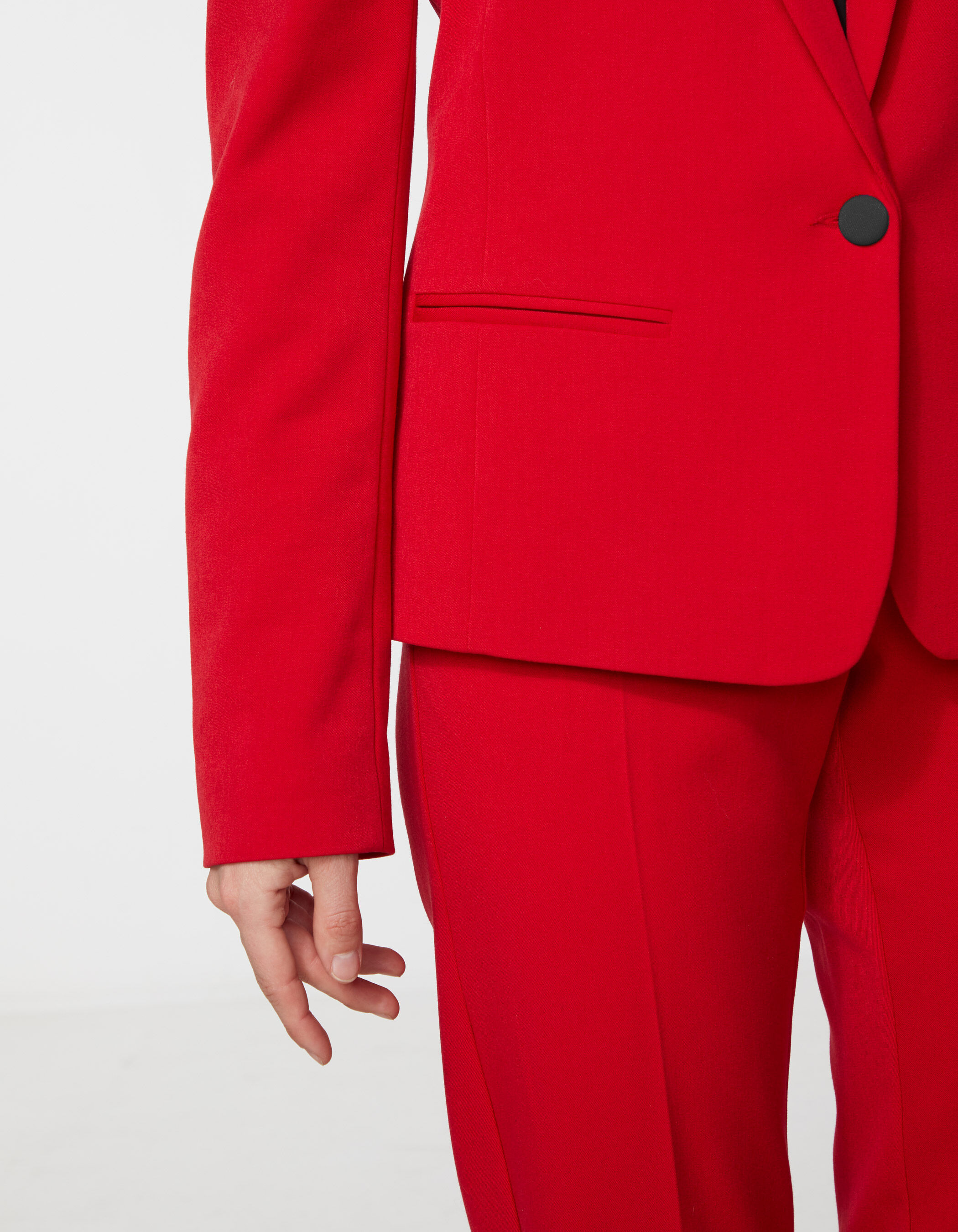 Women s red lightning 2 way stretch twill suit jacket IKKS