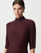 Women’s burgundy high neck long dress-4