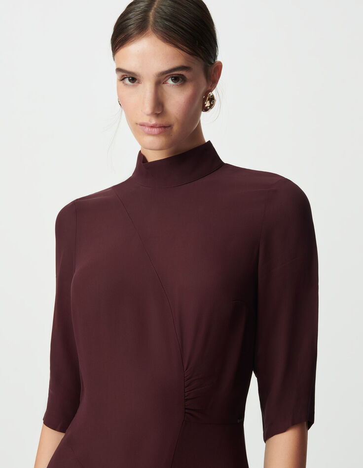Women’s burgundy high neck long dress-4