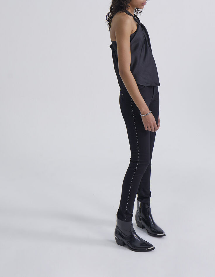 Schwarze Sculpt-up-Damenjeans im Slim-Fit mit Nieten-3