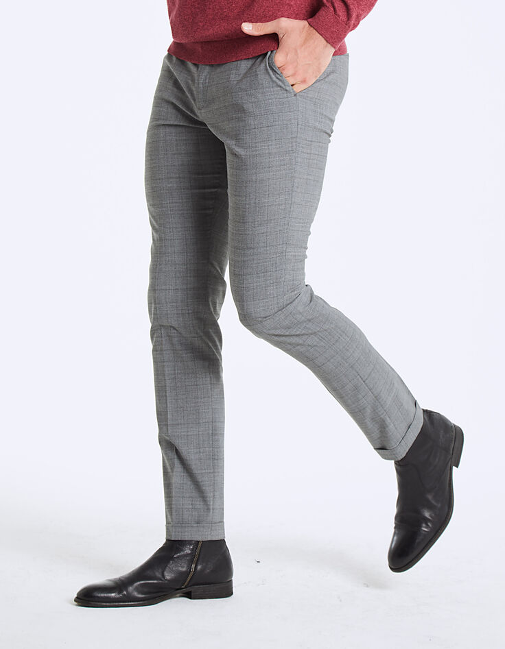 Graue Herrenanzughose mit Glencheck-Karomuster Travel Suit-2