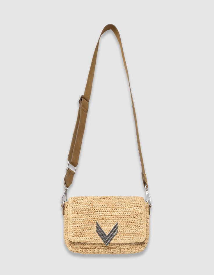 De 111 RAPHIA beige mix raffia en suèdeleer-2 De 111 RAPHIA beige mix raffia en suèdeleer-2