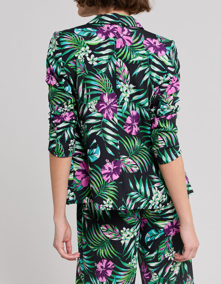 Women’s black LENZING™ ECOVERO™ jacket with tropical print-3