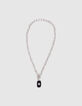 Collar largo &aacute;ncora gris colgante negro-1
