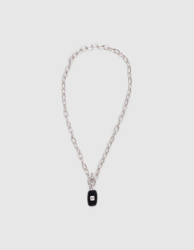Collar largo &aacute;ncora gris colgante negro - IKKS
