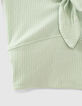 Camiseta verde menta cropped bordes acanalados lazo niña-6