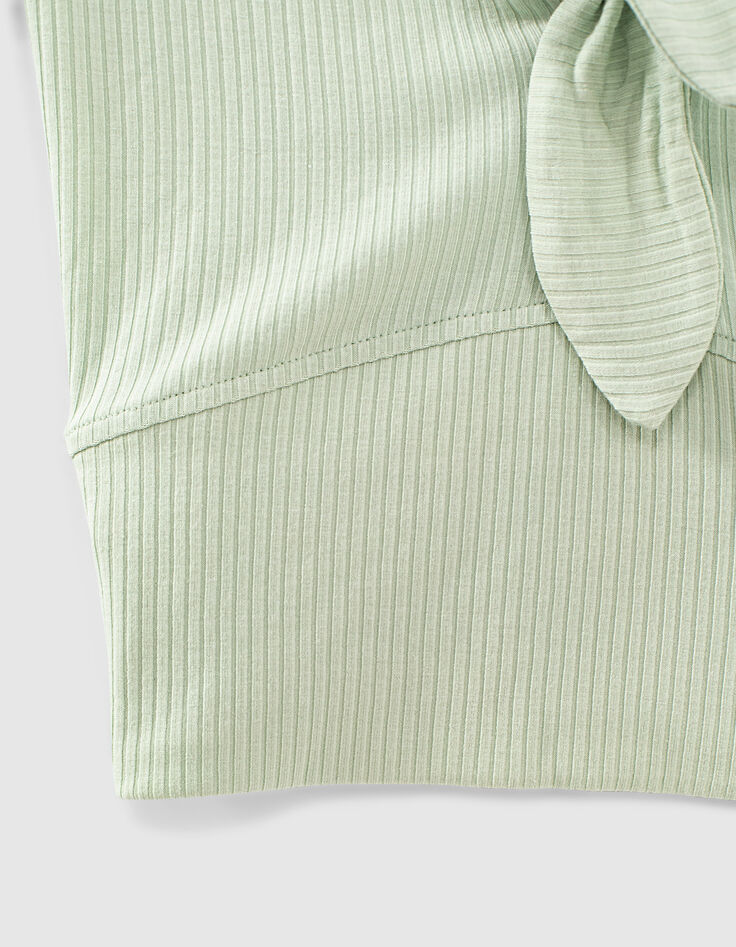 Camiseta verde menta cropped bordes acanalados lazo niña-6 Camiseta verde menta cropped bordes acanalados lazo niña-6
