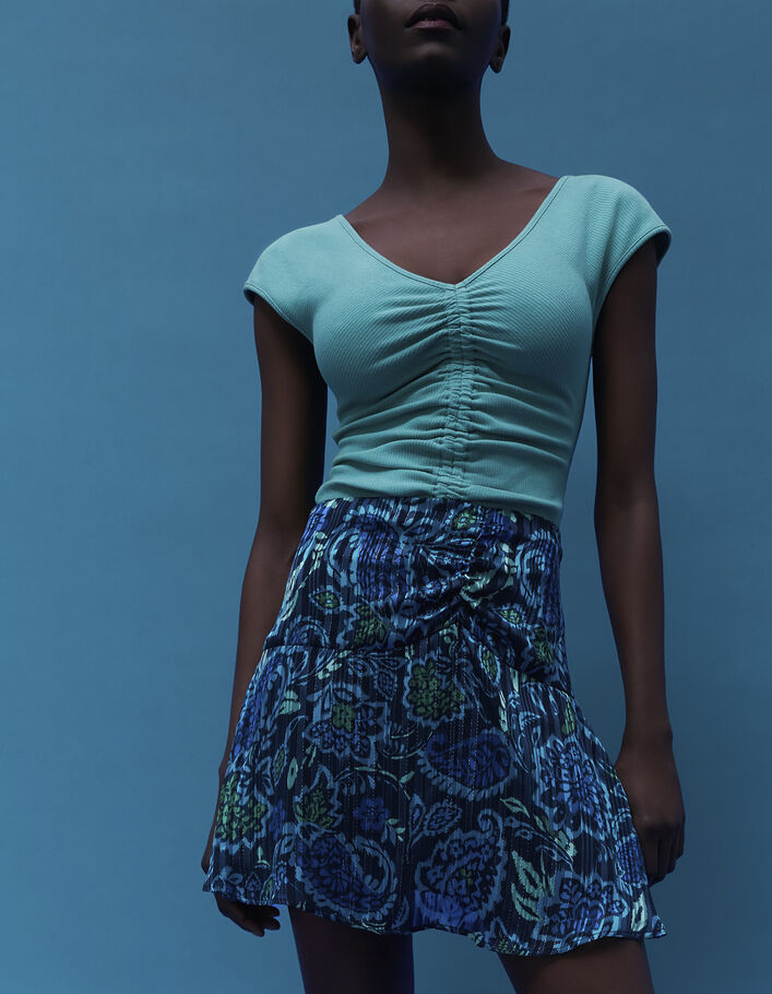 Women’s psychedelic floral print A-line short skirt - IKKS