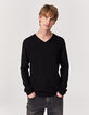 Jersey negro punto con puntadas relieve laterales Hombre -1