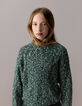 Girls’ green decorative mouliné knit sweater-9
