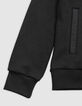 Zwart tweemateriaal jongensvest met rits en patentlogo-4