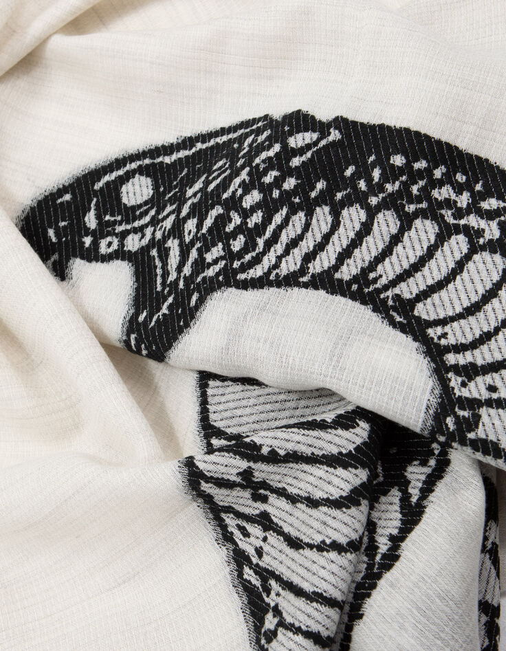 Foulard blanc cassé jacquard snake double face Femme-7