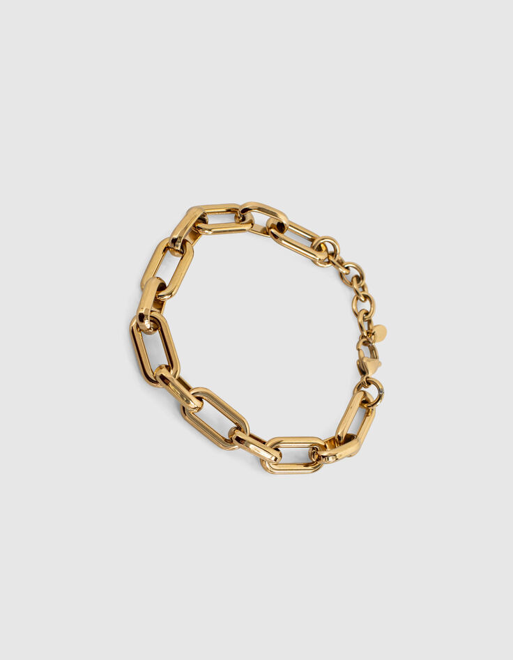 Bracelet doré en grosse maille femme-5