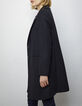 Women’s black shirt collar coat, grey trompe l'œil band-5