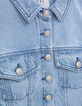 Veste en jean bleu ciel waterless d&eacute;tail tresse Femme-2