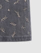 Short en jean gris coton bio brodé fille-6