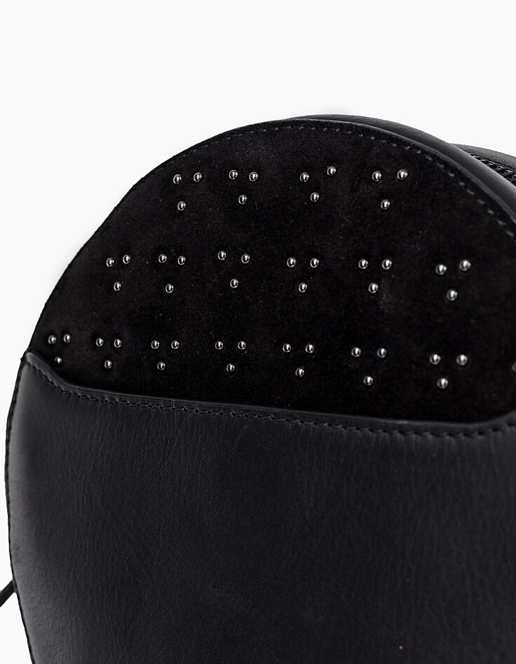Sac à main rond noir en cuir avec clous I.Code-2